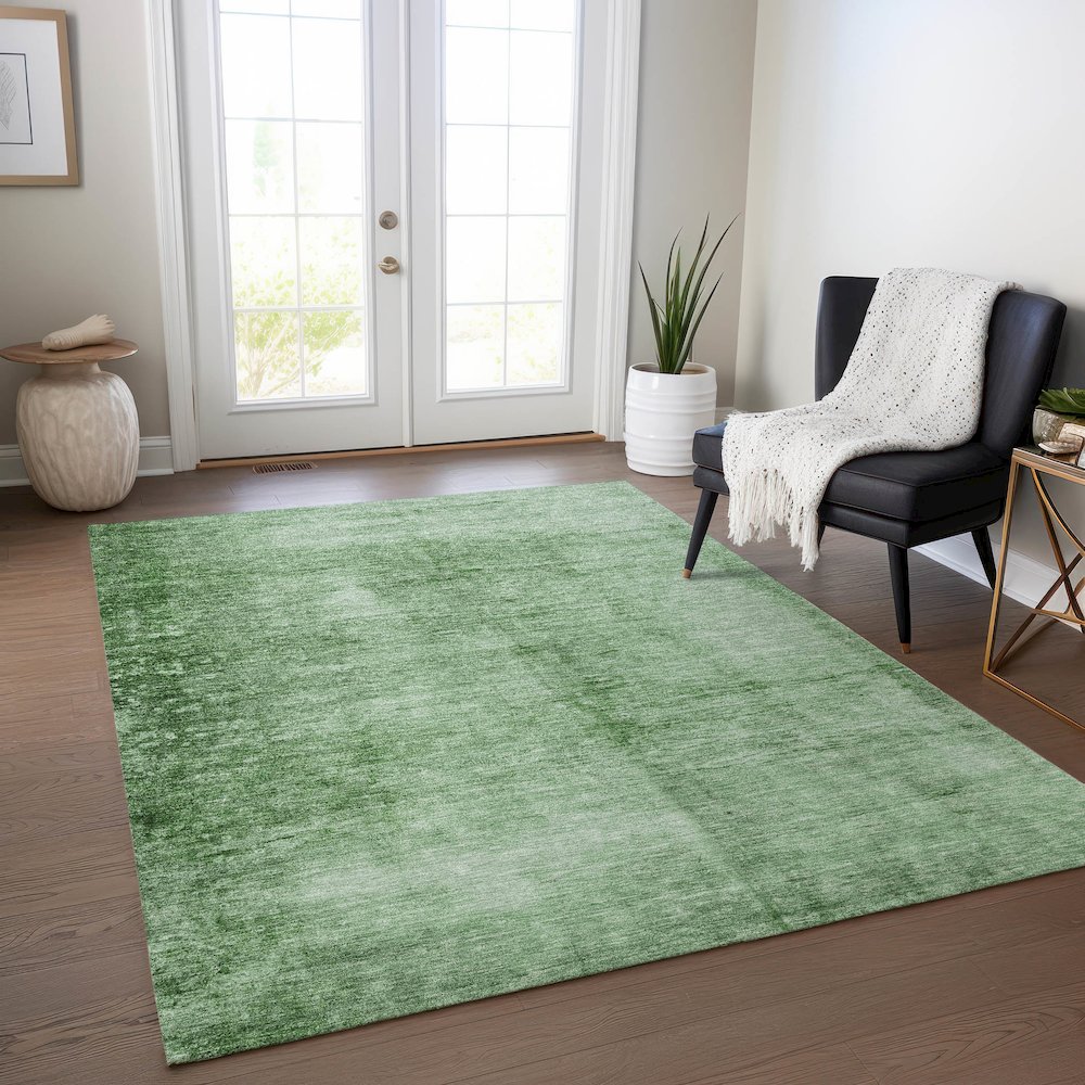 Machine Washable Indoor/Outdoor Chantille Green 2'6" x 3'10" Rug. Picture 5
