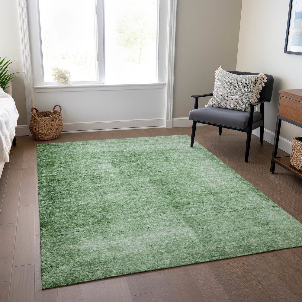 Machine Washable Indoor/Outdoor Chantille Green 2'6" x 3'10" Rug. Picture 6