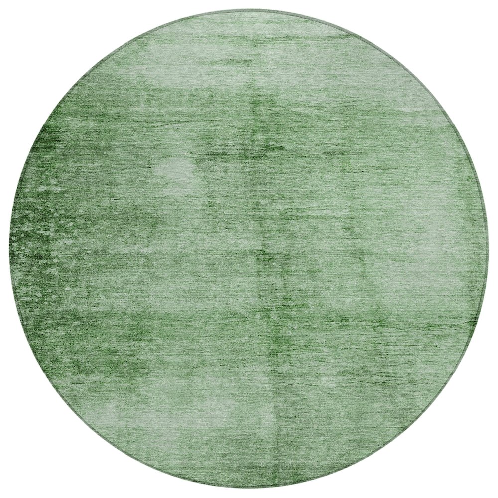 Machine Washable Indoor/Outdoor Chantille Green 8' x 8' Round Rug. Picture 1