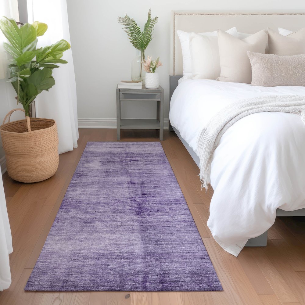 Machine Washable Indoor/Outdoor Chantille Purple 2'3" x 7'6" Runner Rug. Picture 5