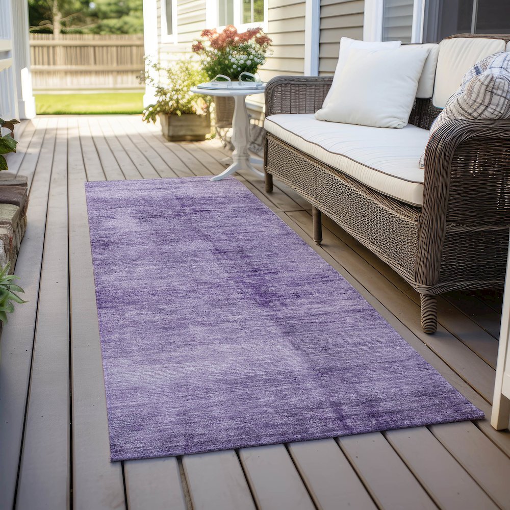 Machine Washable Indoor/Outdoor Chantille Purple 2'3" x 7'6" Runner Rug. Picture 6