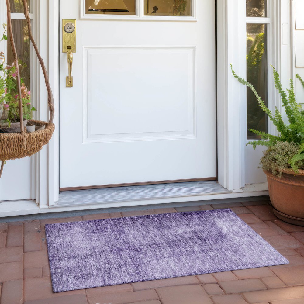 Machine Washable Indoor/Outdoor Chantille Purple 1'8" x 2'6" Rug. Picture 6