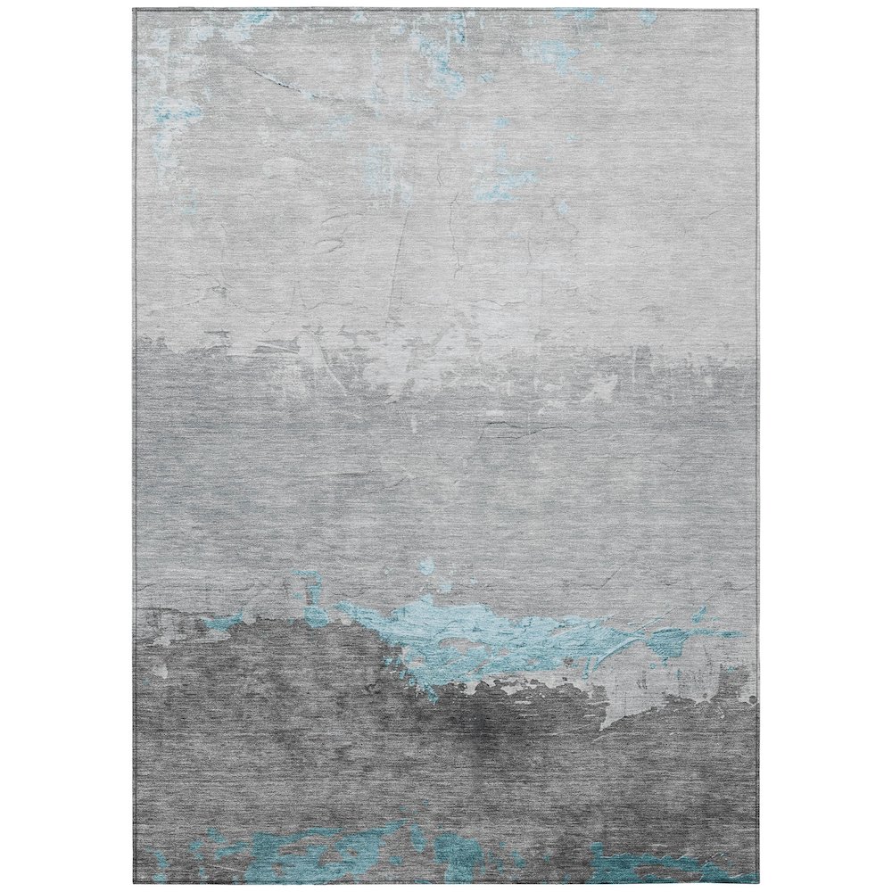 Machine Washable Indoor/Outdoor Chantille Teal 2'6" x 3'10" Rug. Picture 1