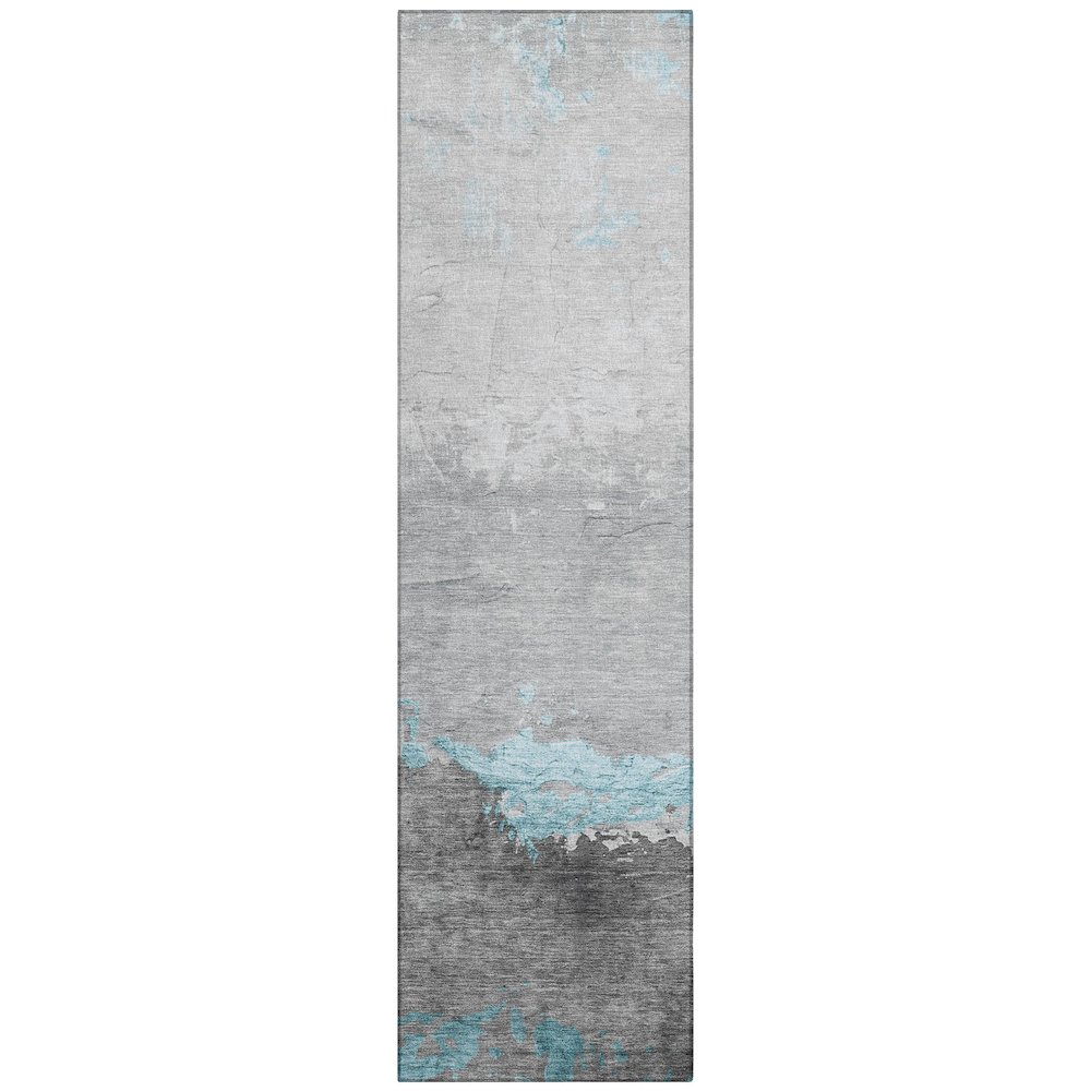 Machine Washable Indoor/Outdoor Chantille Teal 2'3" x 7'6" Runner Rug. Picture 1