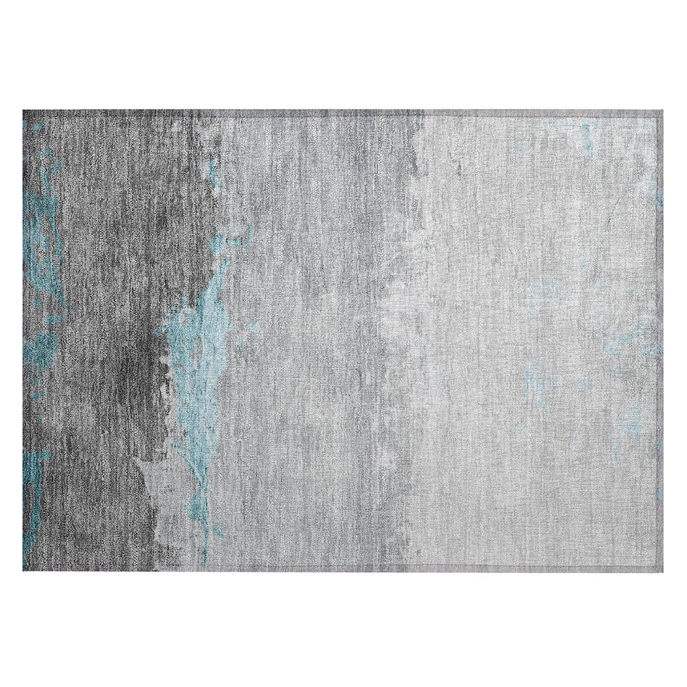Machine Washable Indoor/Outdoor Chantille Teal 1'8" x 2'6" Rug. Picture 1