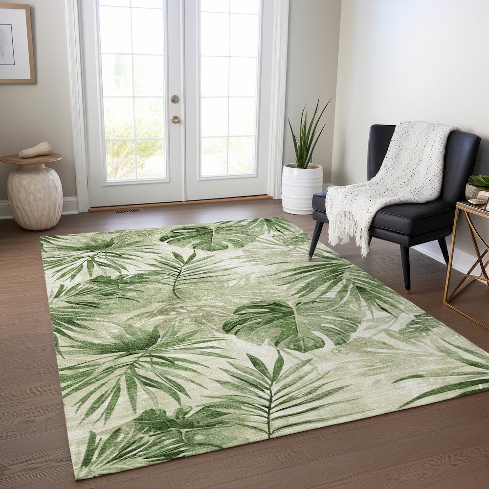 Machine Washable Indoor/Outdoor Chantille Aloe 2'6" x 3'10" Rug. Picture 5