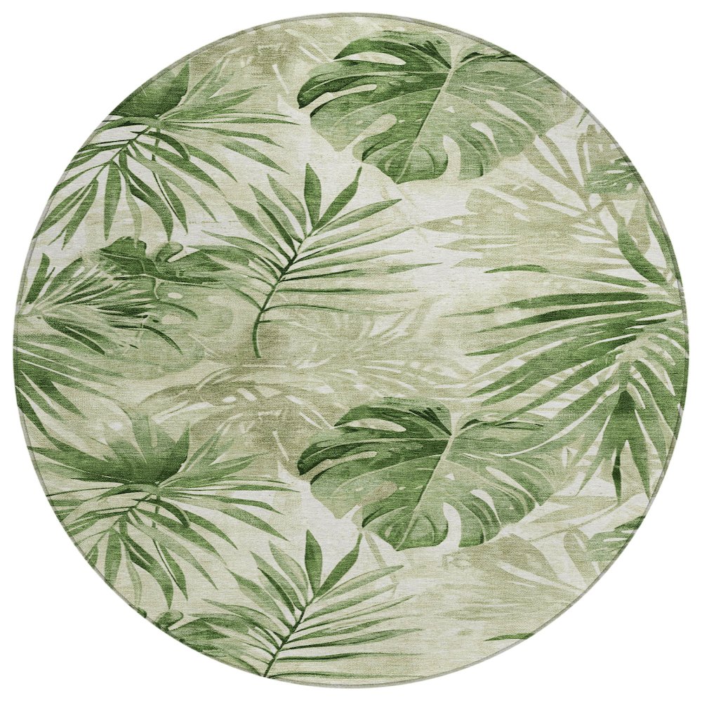 Machine Washable Indoor/Outdoor Chantille Aloe 8' x 8' Round Rug. Picture 1