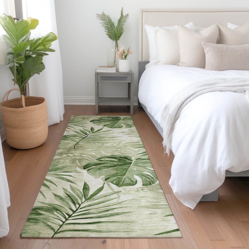Machine Washable Indoor/Outdoor Chantille Aloe 2'3" x 7'6" Runner Rug. Picture 5