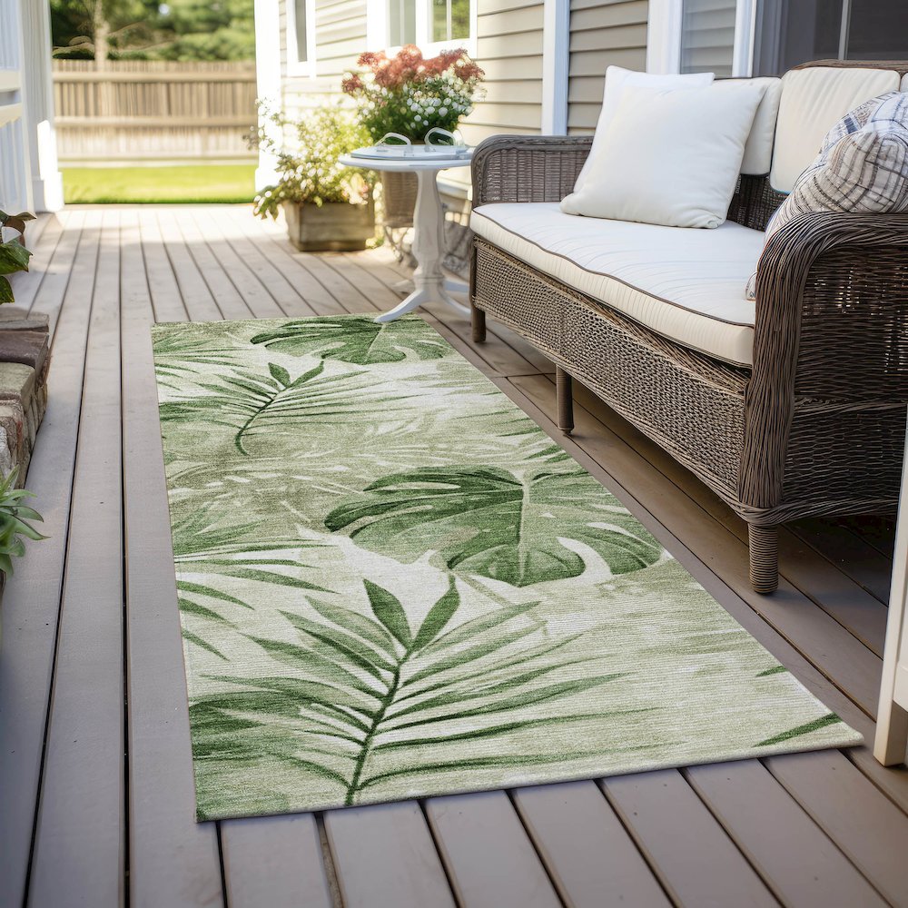 Machine Washable Indoor/Outdoor Chantille Aloe 2'3" x 7'6" Runner Rug. Picture 6