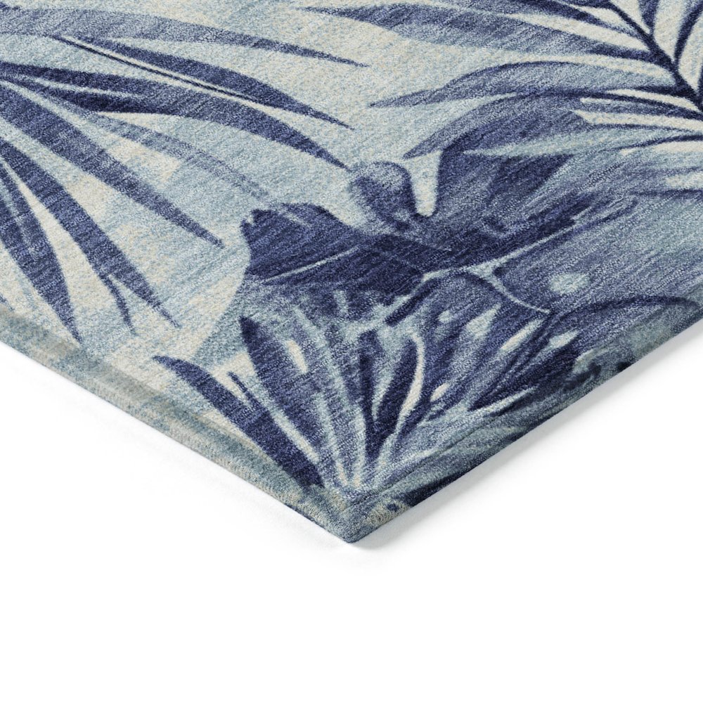 Machine Washable Indoor/Outdoor Chantille Blue 1'8" x 2'6" Rug. Picture 3