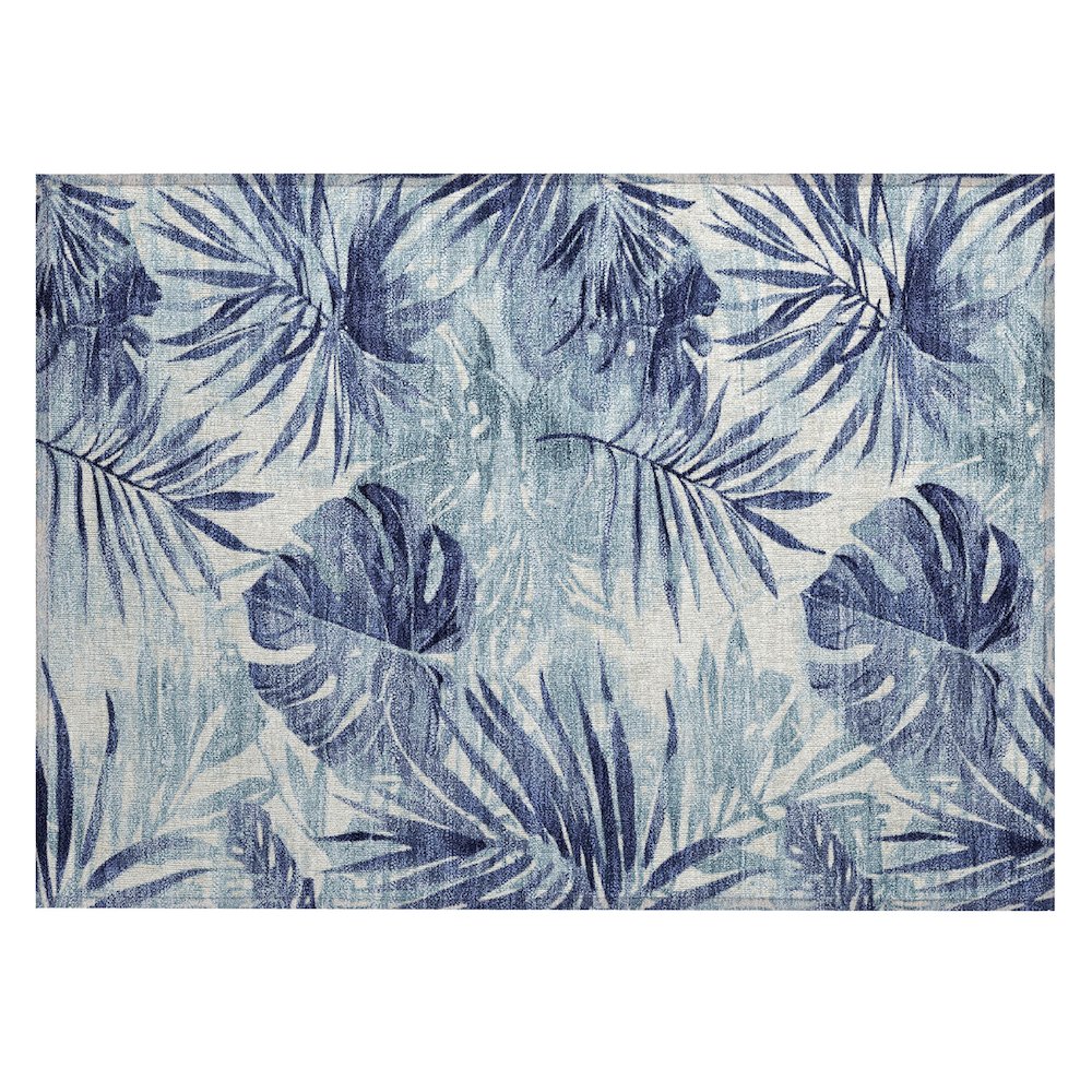 Machine Washable Indoor/Outdoor Chantille Blue 1'8" x 2'6" Rug. Picture 1