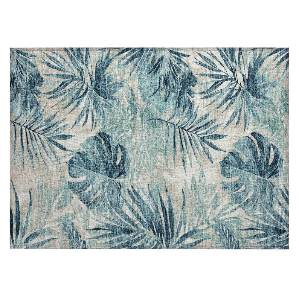 Machine Washable Indoor/Outdoor Chantille Teal 1'8" x 2'6" Rug. Picture 1