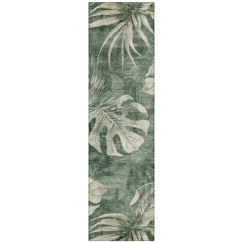 Machine Washable Indoor/Outdoor Chantille Fern 2'3" x 7'6" Runner Rug. Picture 1
