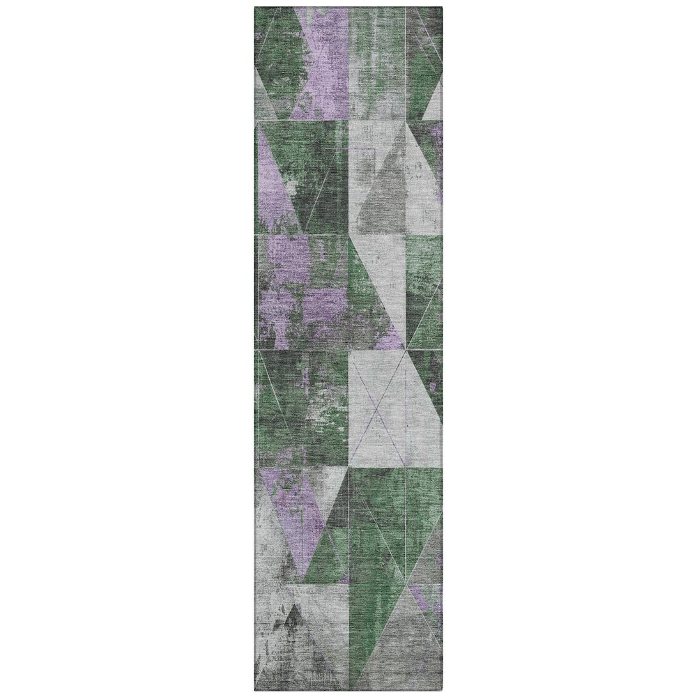 Machine Washable Indoor/Outdoor Chantille Emerald 2'3" x 7'6" Runner Rug. Picture 1