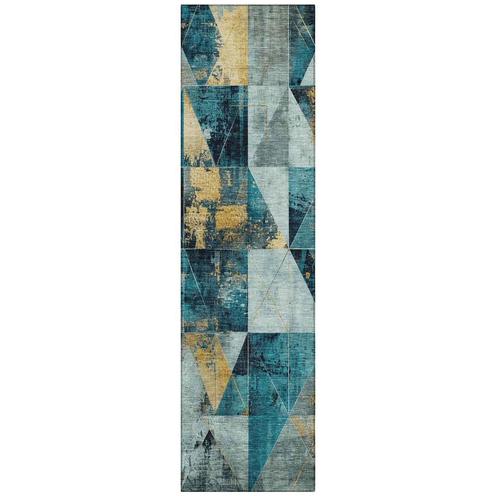 Machine Washable Indoor/Outdoor Chantille Teal 2'3" x 7'6" Runner Rug. Picture 1