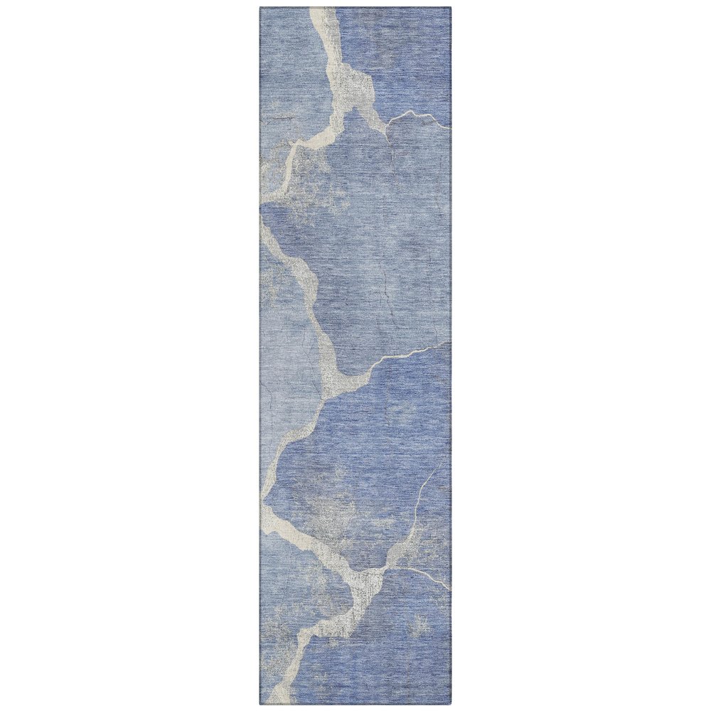 Machine Washable Indoor/Outdoor Chantille Denim 2'3" x 7'6" Runner Rug. Picture 1