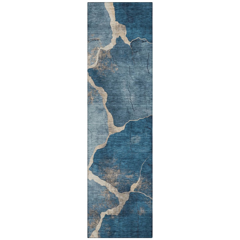 Machine Washable Indoor/Outdoor Chantille Navy 2'3" x 7'6" Runner Rug. Picture 1