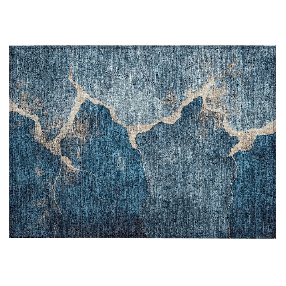 Machine Washable Indoor/Outdoor Chantille Navy 1'8" x 2'6" Rug. Picture 1