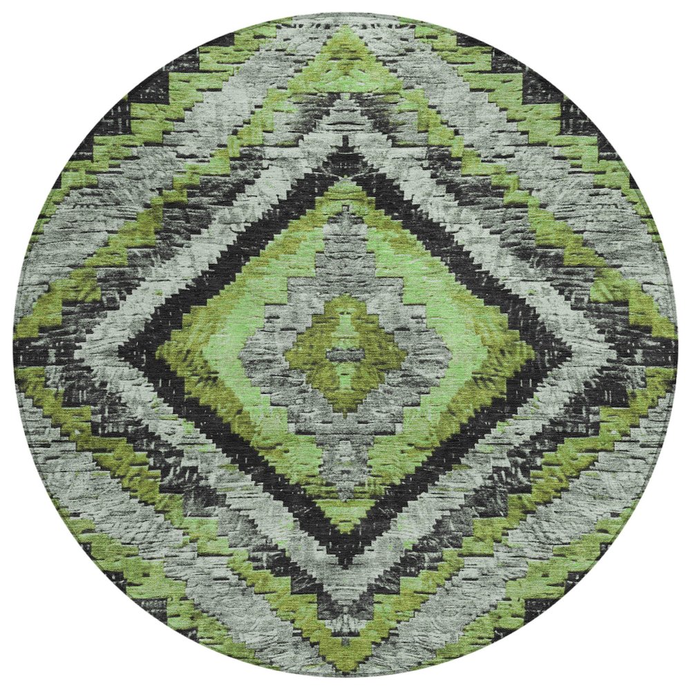 Machine Washable Indoor/Outdoor Chantille Aloe 8' x 8' Round Rug. Picture 1