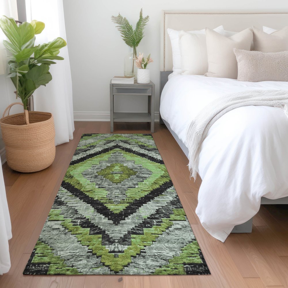 Machine Washable Indoor/Outdoor Chantille Aloe 2'3" x 7'6" Runner Rug. Picture 5