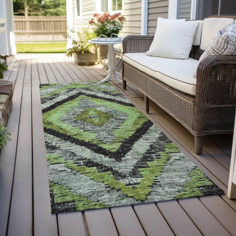 Machine Washable Indoor/Outdoor Chantille Aloe 2'3" x 7'6" Runner Rug. Picture 6