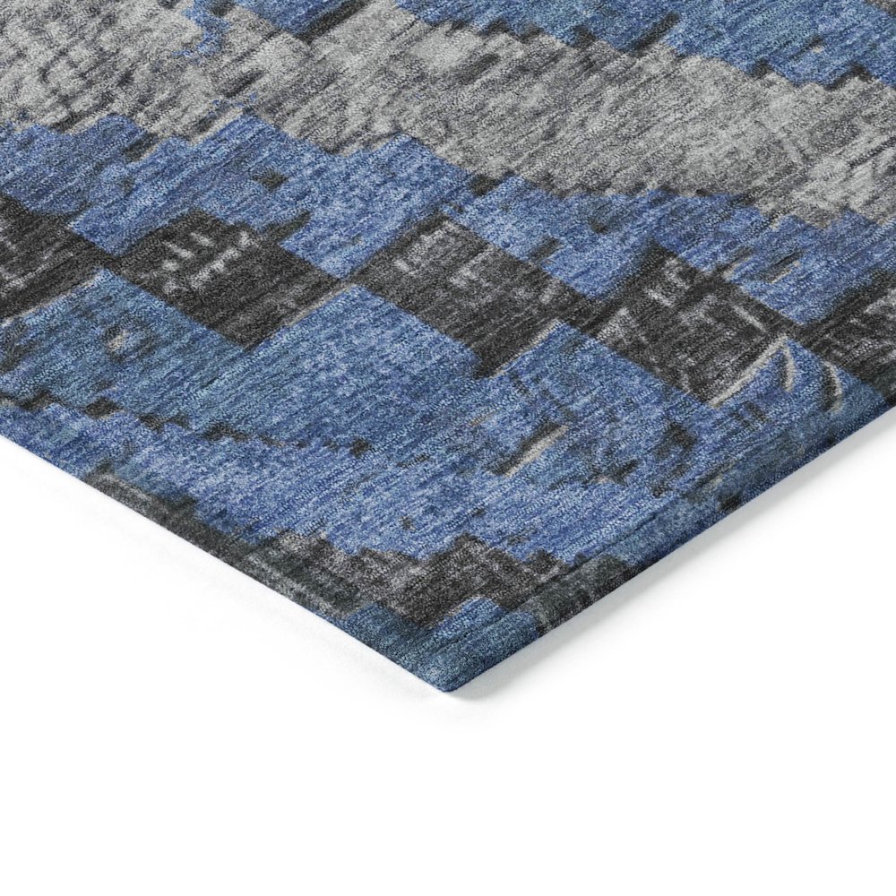 Machine Washable Indoor/Outdoor Chantille Blue 1'8" x 2'6" Rug. Picture 3