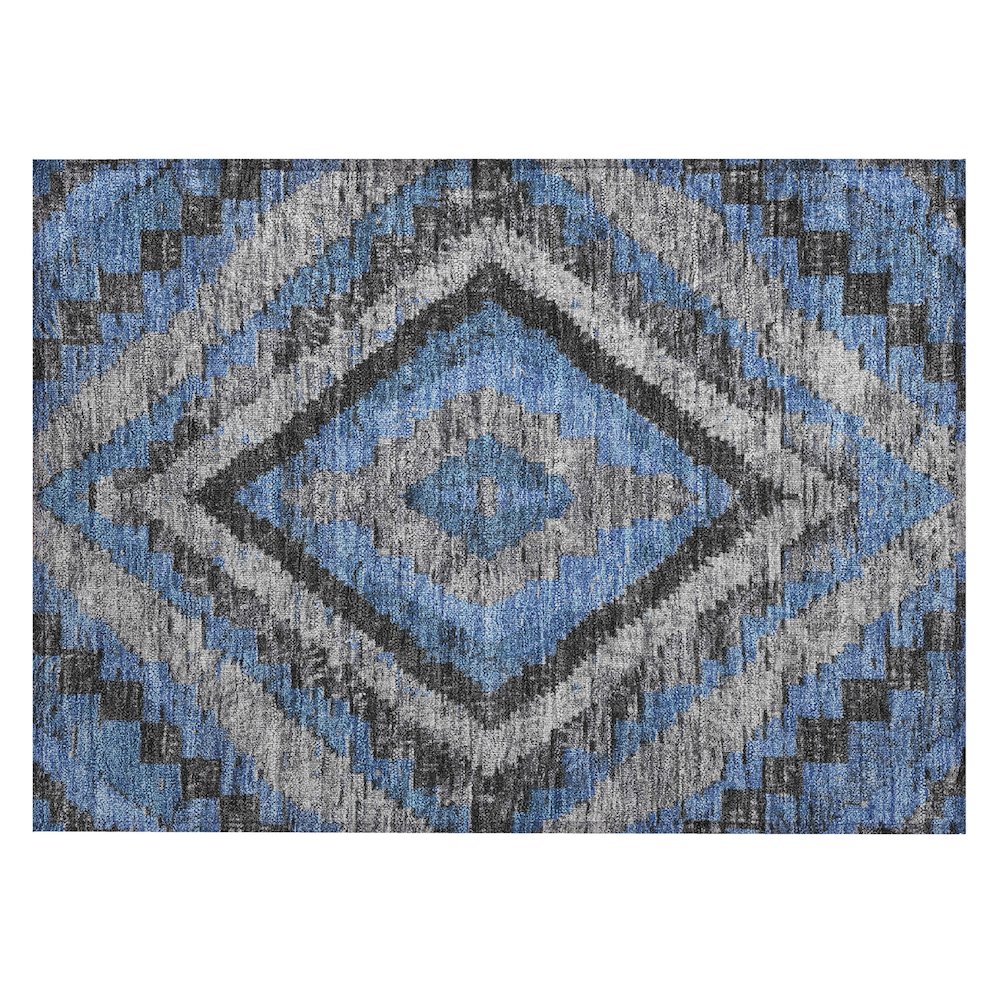 Machine Washable Indoor/Outdoor Chantille Blue 1'8" x 2'6" Rug. Picture 1