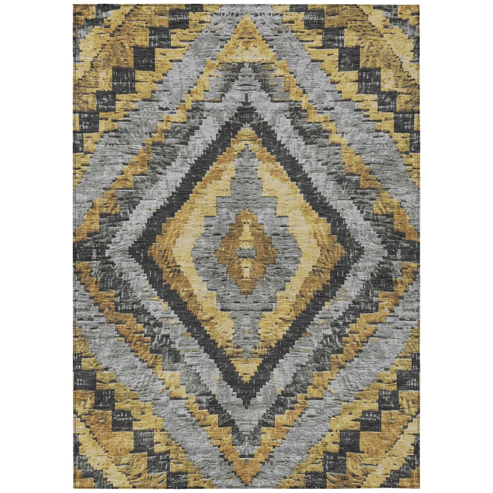 Machine Washable Indoor/Outdoor Chantille Gold 2'6" x 3'10" Rug. Picture 1