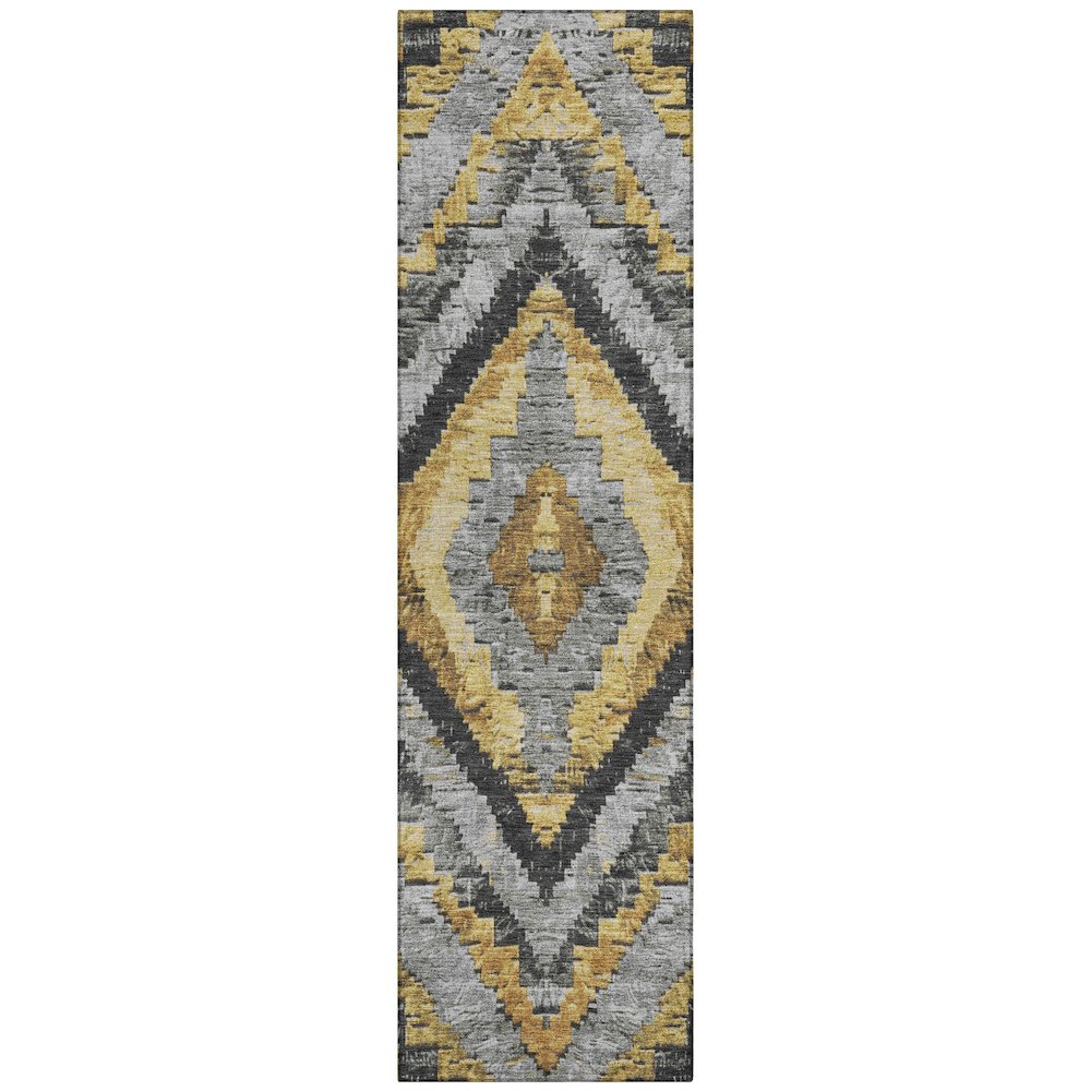 Machine Washable Indoor/Outdoor Chantille Gold 2'3" x 7'6" Runner Rug. Picture 1
