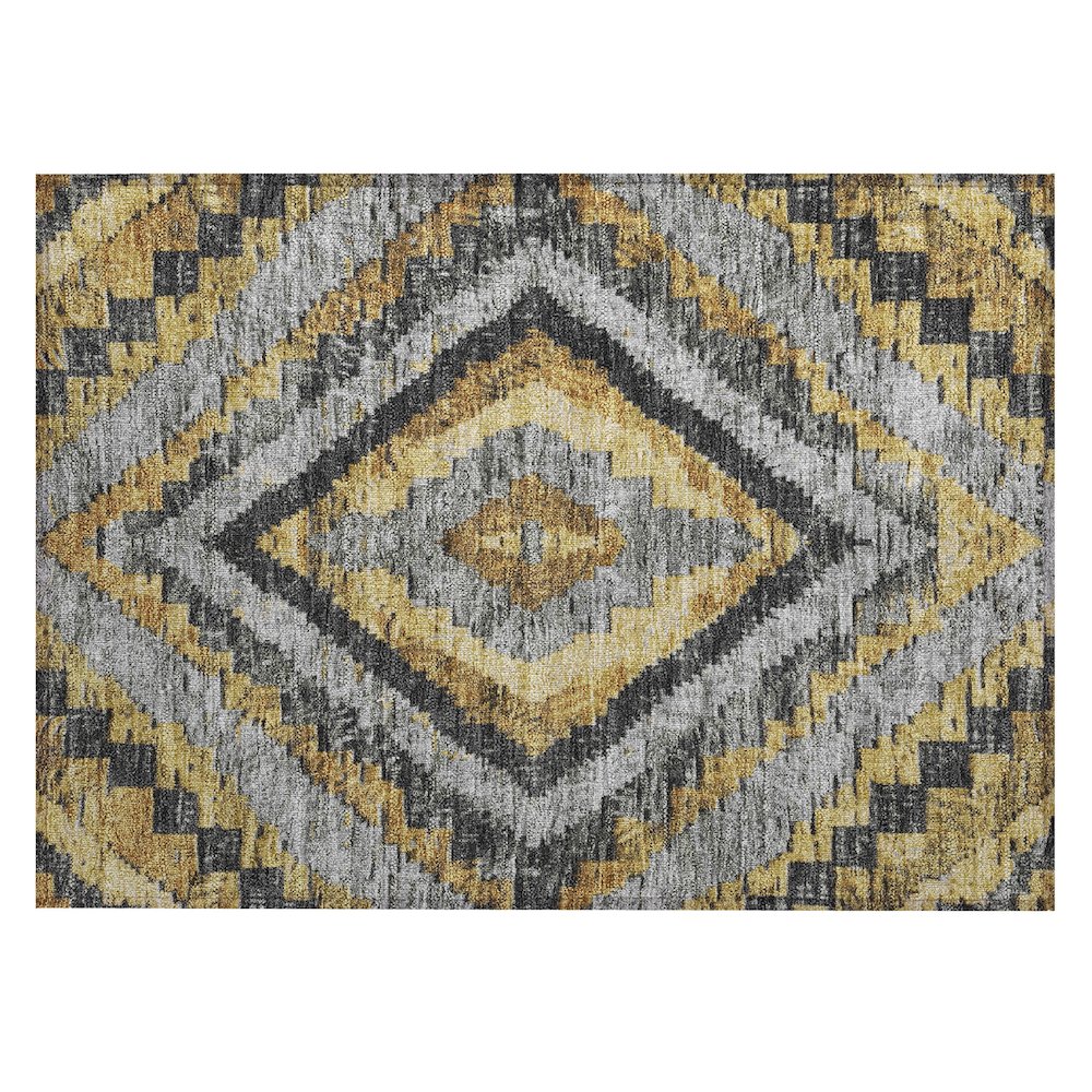 Machine Washable Indoor/Outdoor Chantille Gold 1'8" x 2'6" Rug. Picture 1