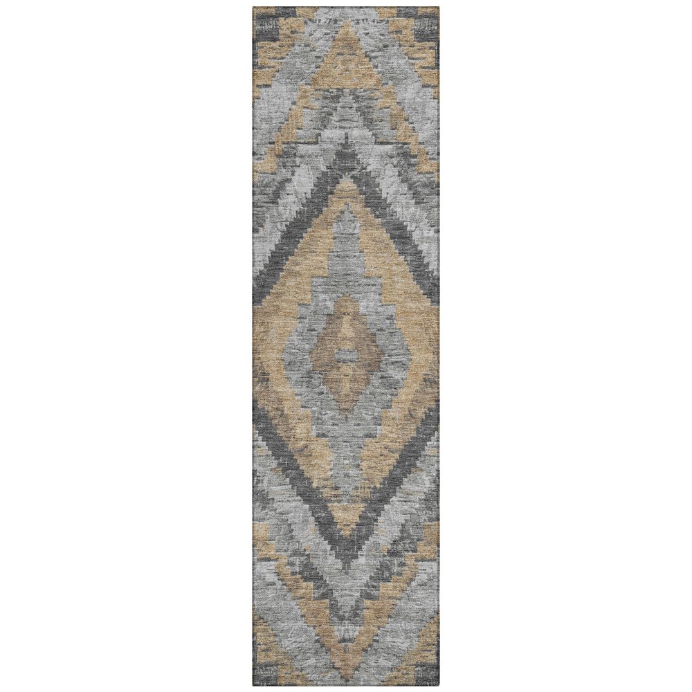 Machine Washable Indoor/Outdoor Chantille Khaki 2'3" x 7'6" Runner Rug. Picture 1