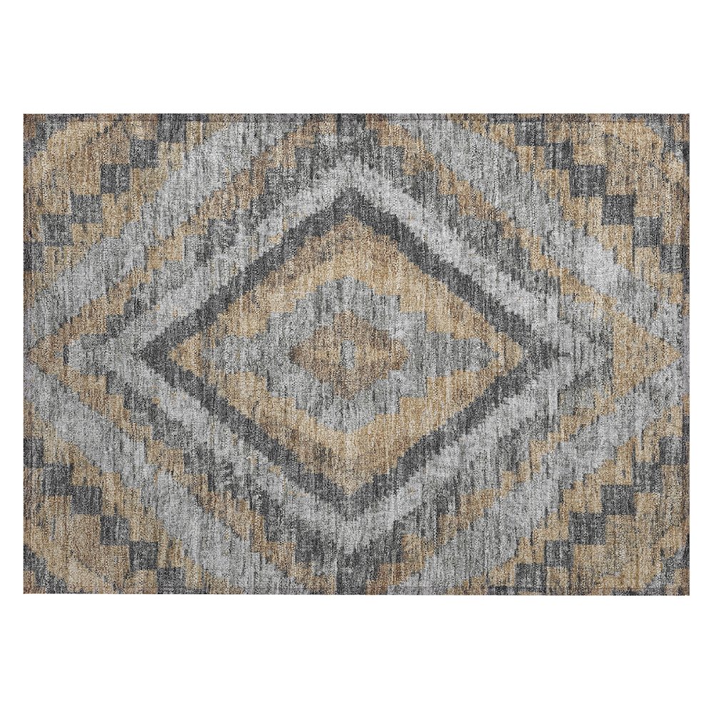 Machine Washable Indoor/Outdoor Chantille Khaki 1'8" x 2'6" Rug. Picture 1