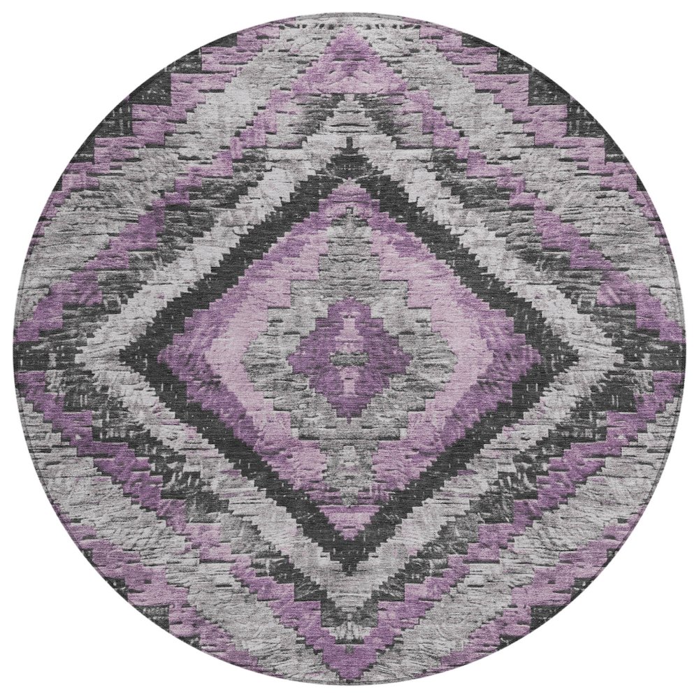 Machine Washable Indoor/Outdoor Chantille Lavender 8' x 8' Round Rug. Picture 1