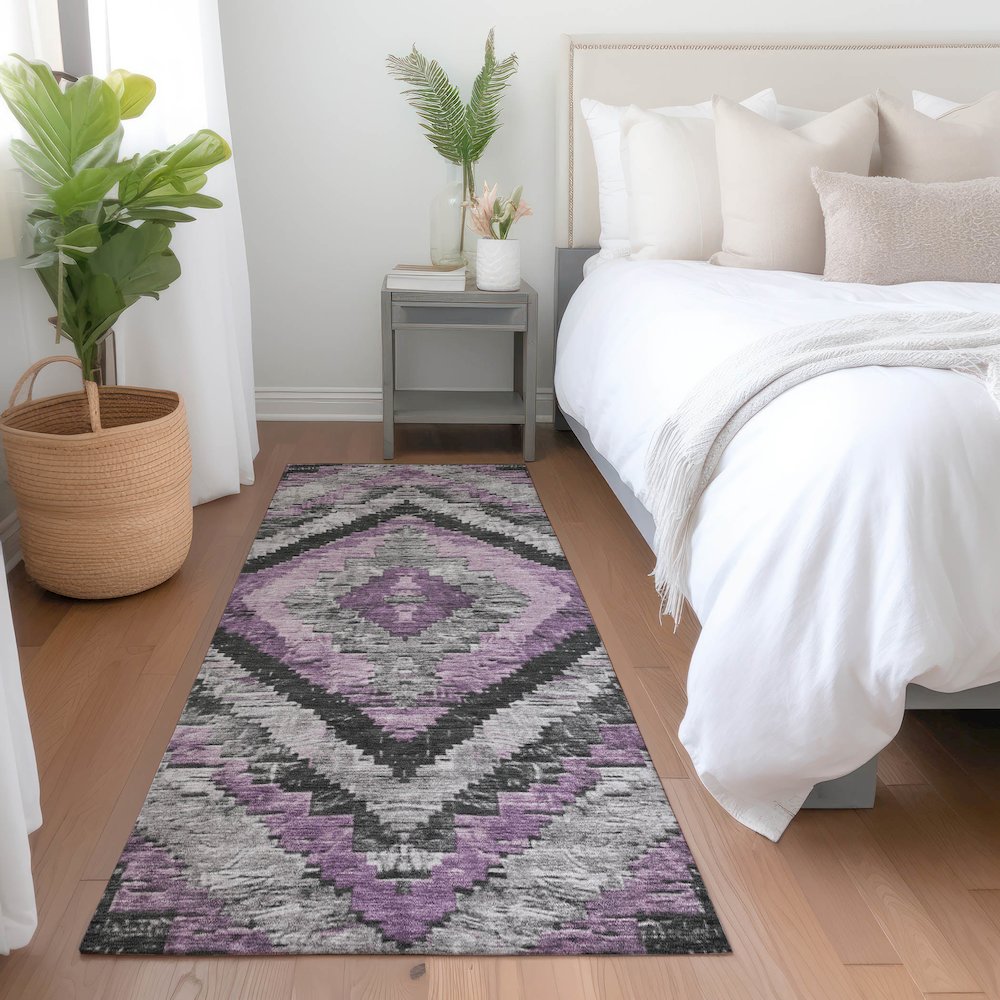 Machine Washable Indoor/Outdoor Chantille Lavender 2'3" x 7'6" Runner Rug. Picture 5