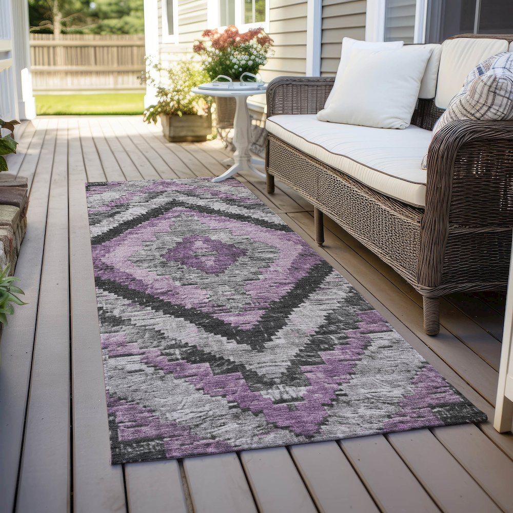 Machine Washable Indoor/Outdoor Chantille Lavender 2'3" x 7'6" Runner Rug. Picture 6