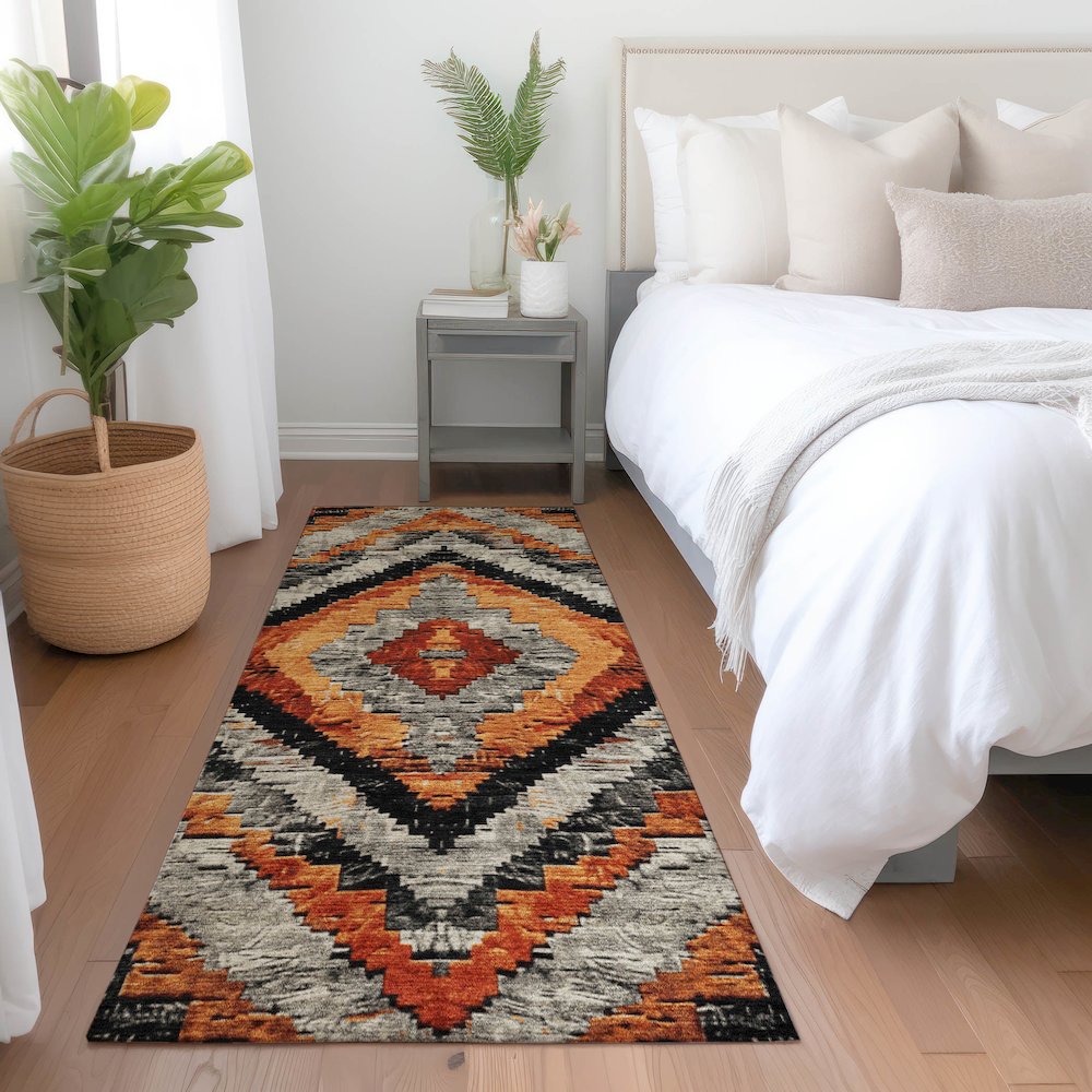Machine Washable Indoor/Outdoor Chantille Terracotta 2'3" x 7'6" Runner Rug. Picture 5