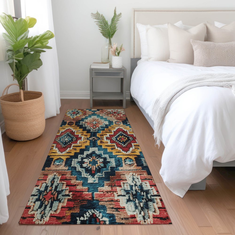 Machine Washable Indoor/Outdoor Chantille Rust 2'3" x 7'6" Runner Rug. Picture 5
