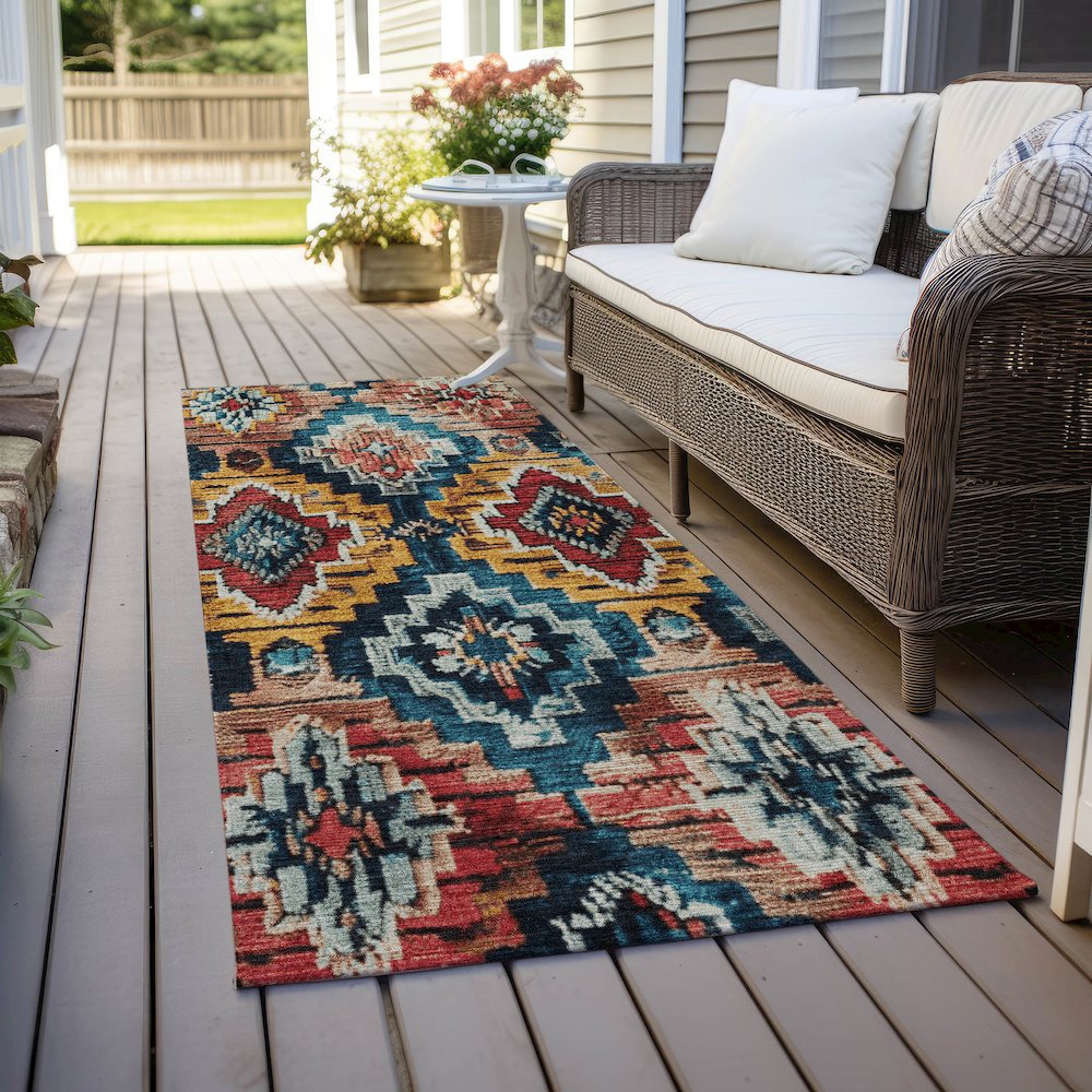 Machine Washable Indoor/Outdoor Chantille Rust 2'3" x 7'6" Runner Rug. Picture 6