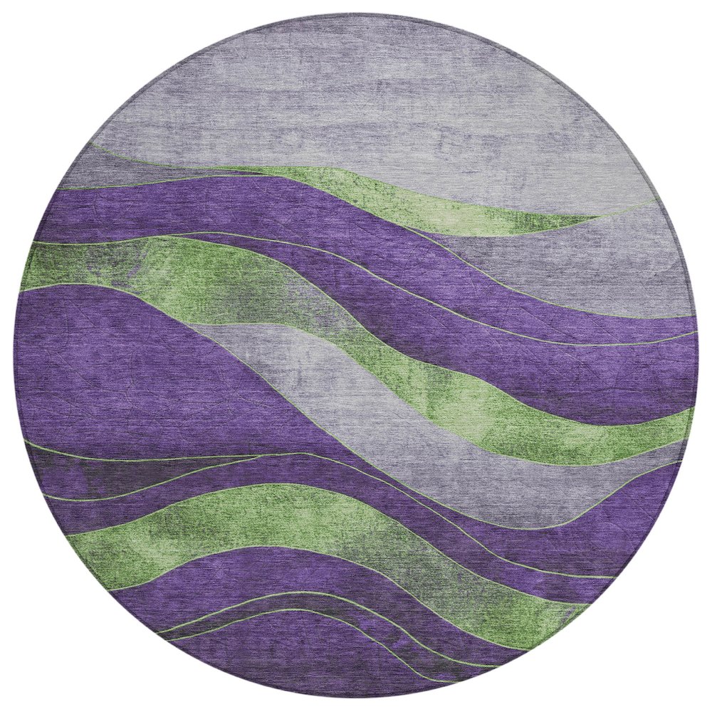 Machine Washable Indoor/Outdoor Chantille Purple 8' x 8' Round Rug. Picture 1