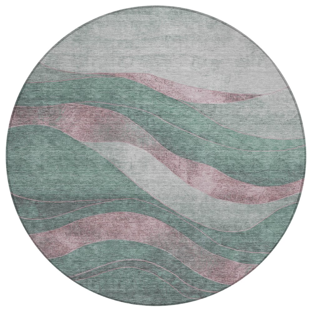 Machine Washable Indoor/Outdoor Chantille Sage 8' x 8' Round Rug. Picture 1