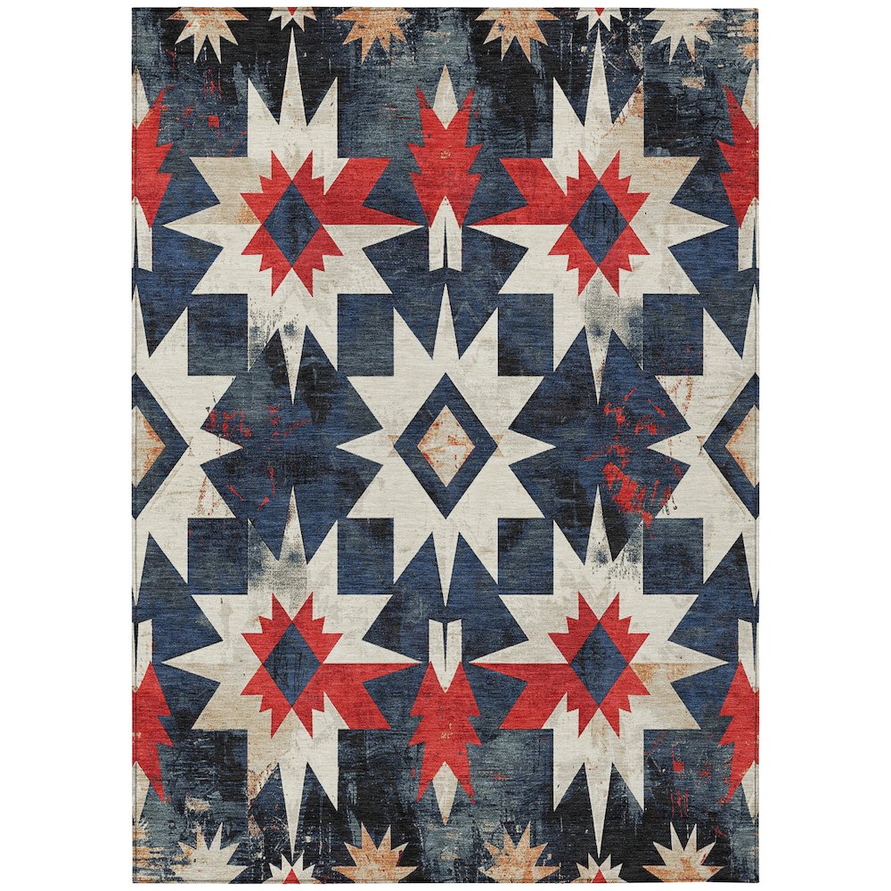 Machine Washable Indoor/Outdoor Chantille Navy 2'6" x 3'10" Rug. Picture 1