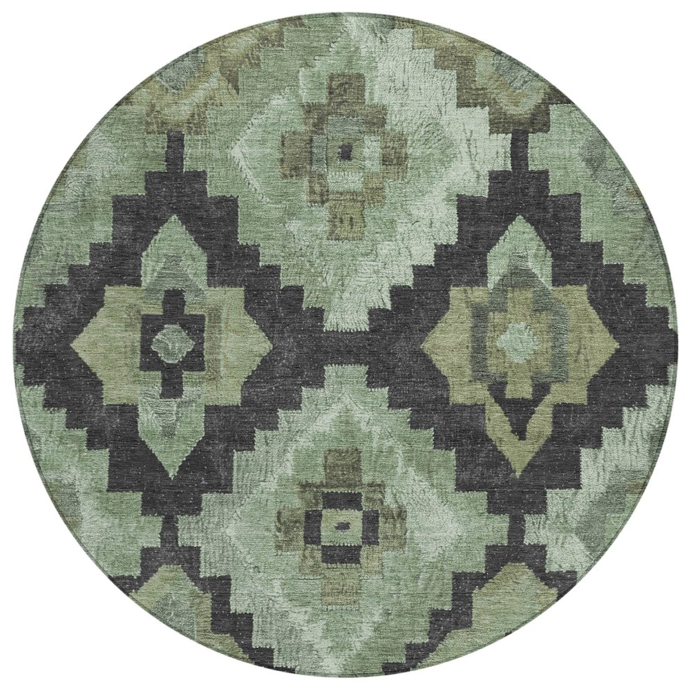 Machine Washable Indoor/Outdoor Chantille Aloe 8' x 8' Round Rug. Picture 1