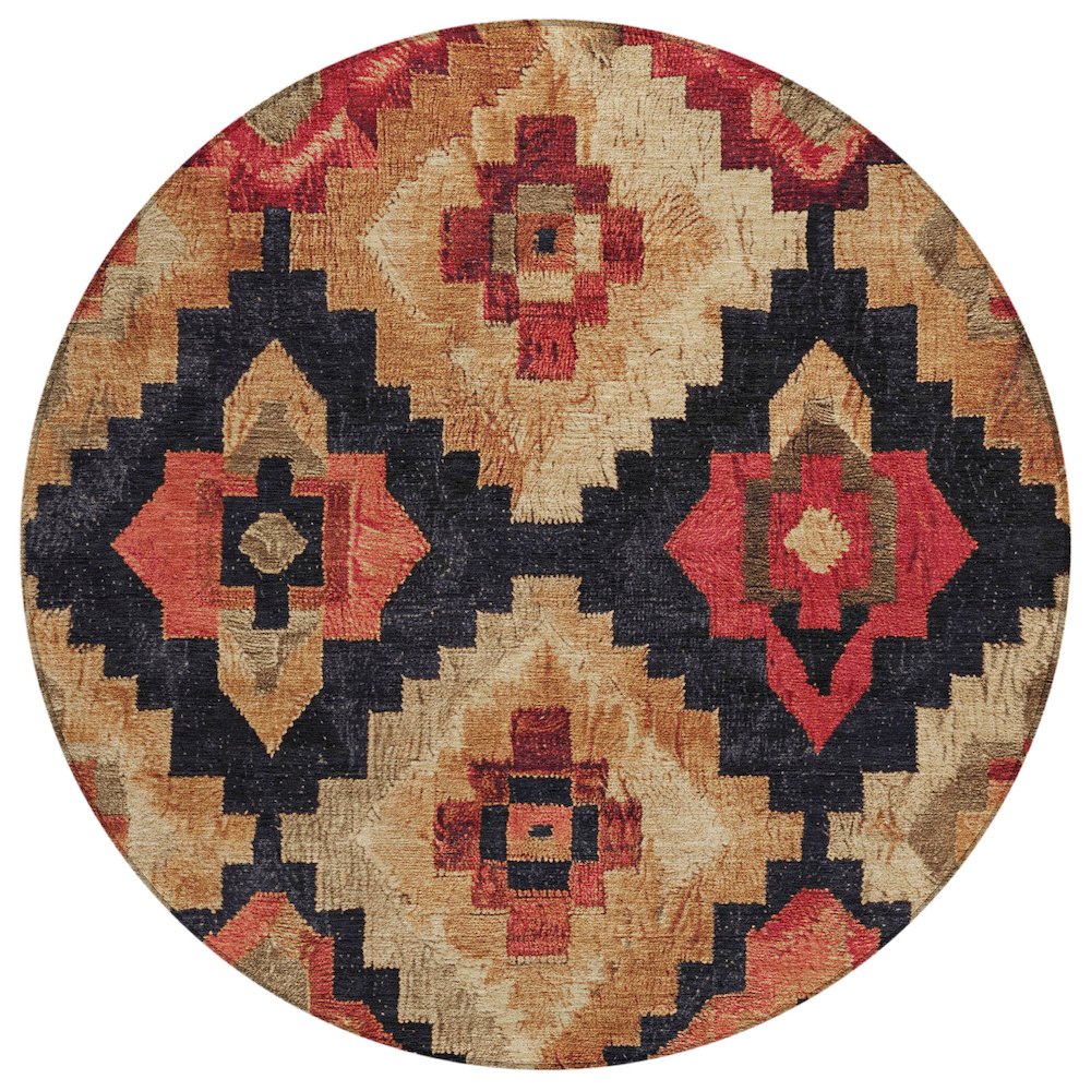 Machine Washable Indoor/Outdoor Chantille Rust 8' x 8' Round Rug. Picture 1