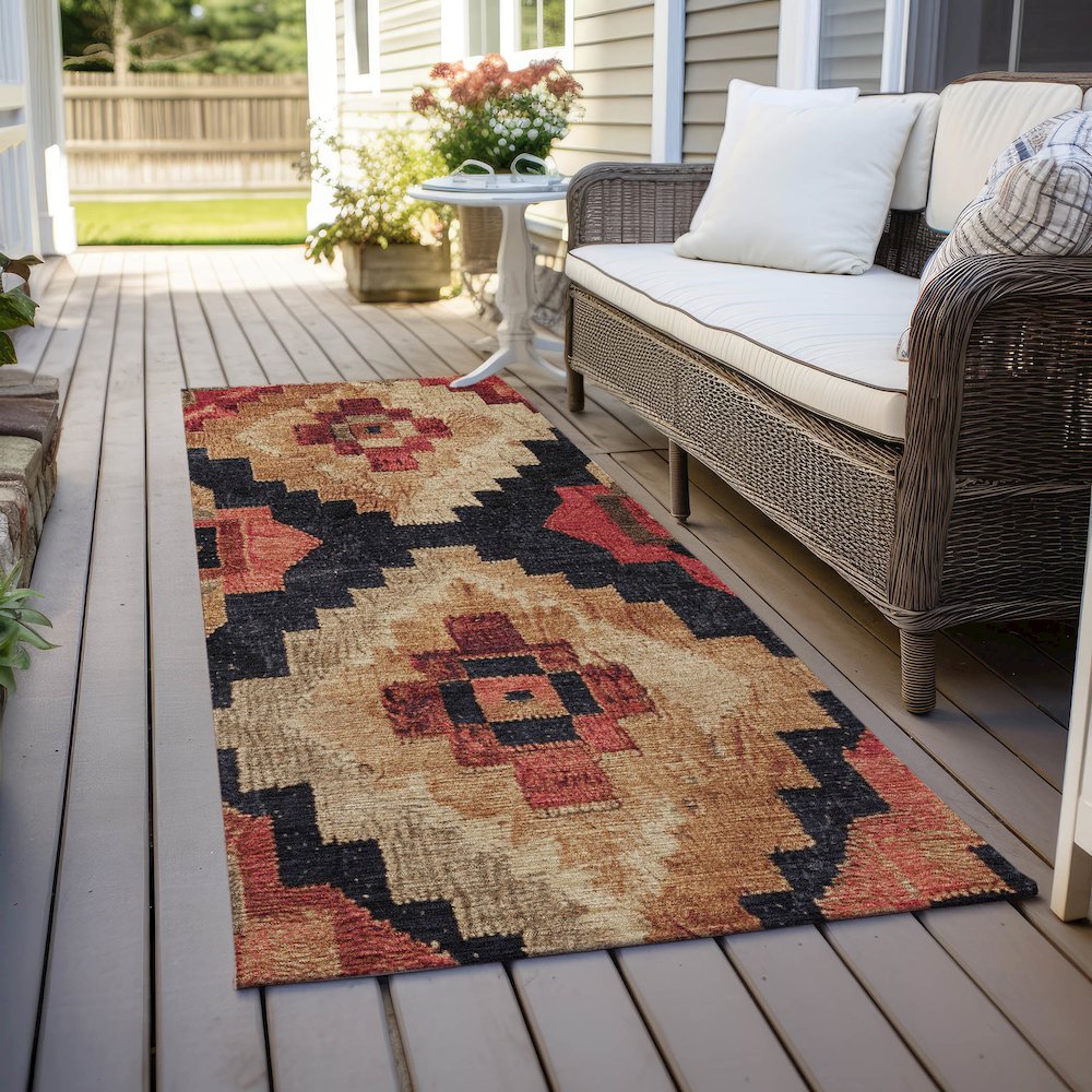 Machine Washable Indoor/Outdoor Chantille Rust 2'3" x 7'6" Runner Rug. Picture 6