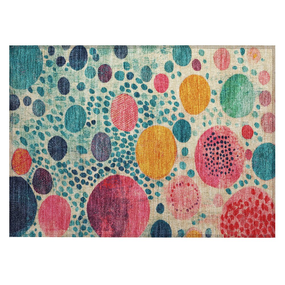 Machine Washable Indoor/Outdoor Chantille Teal 1'8" x 2'6" Rug. Picture 1