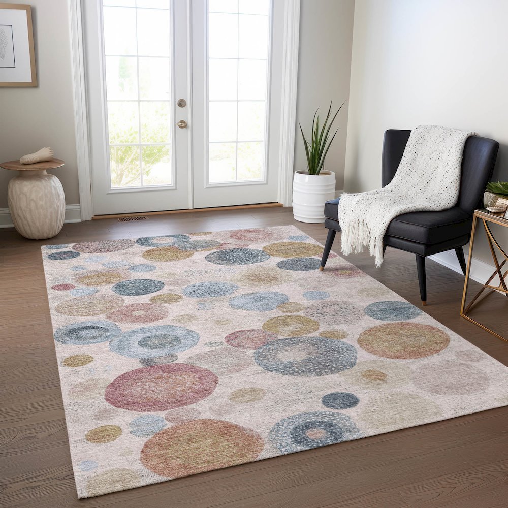Machine Washable Indoor/Outdoor Chantille Blush 2'6" x 3'10" Rug. Picture 5