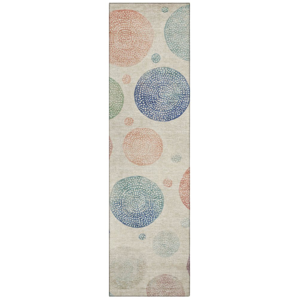 Machine Washable Indoor/Outdoor Chantille Ivory 2'3" x 7'6" Runner Rug. Picture 1