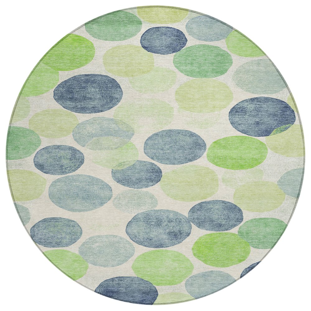 Machine Washable Indoor/Outdoor Chantille Navy 8' x 8' Round Rug. Picture 1