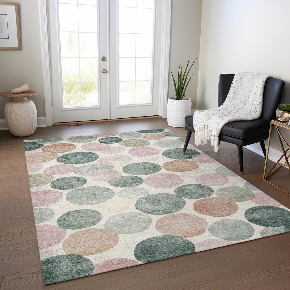 Machine Washable Indoor/Outdoor Chantille Salmon 2'6" x 3'10" Rug. Picture 5