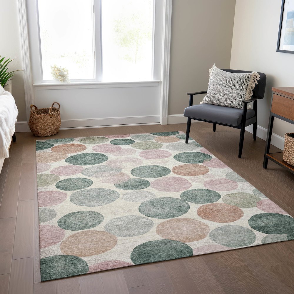 Machine Washable Indoor/Outdoor Chantille Salmon 2'6" x 3'10" Rug. Picture 6